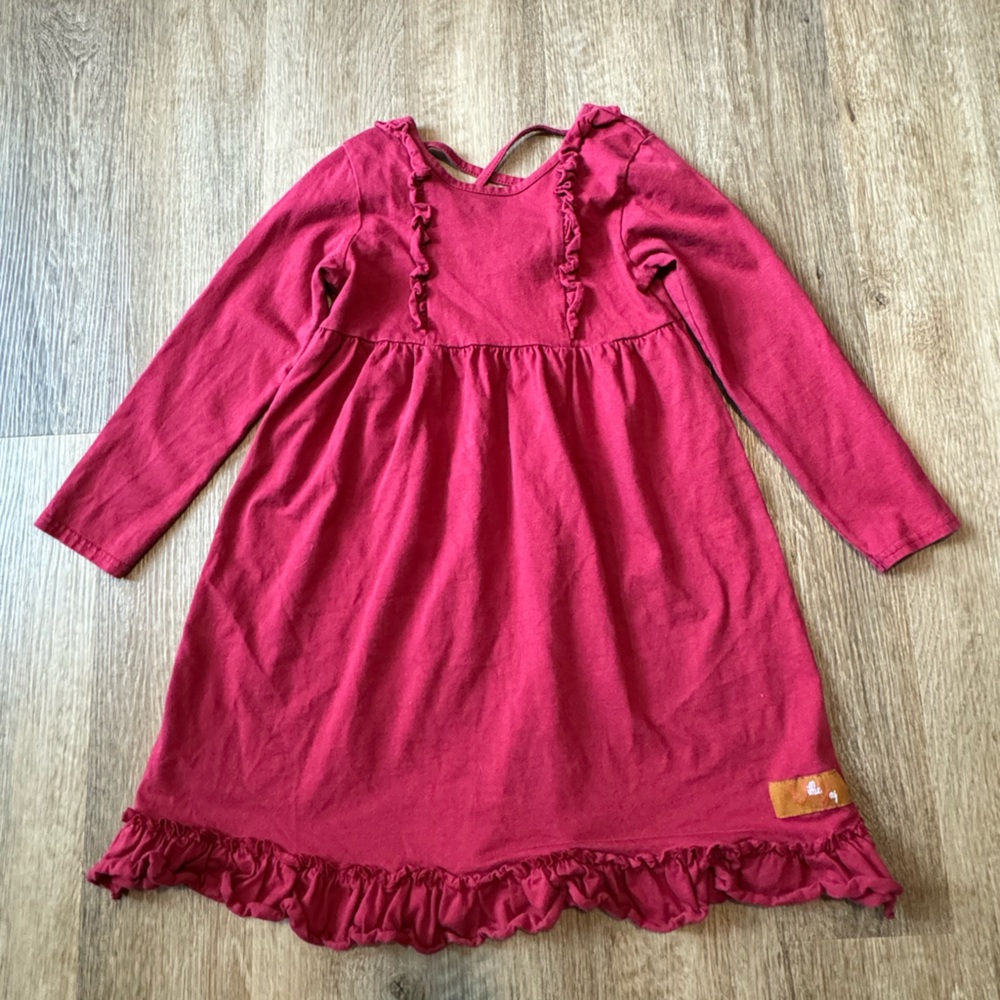 Girls' Red Ruffle Long Sleeve dress